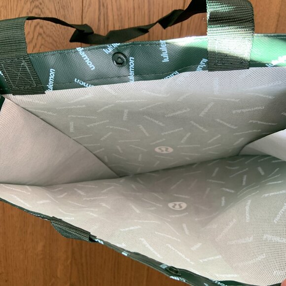 Lululemon Athletics Large Shopping Reusable Grocery Bags Snap Closure Green - Picture 5 of 5
